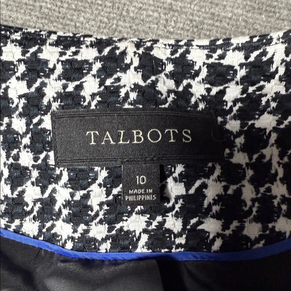 Talbots Black White Houndstooth Jacquard Suiting Jacket 10 Classic Work Chic - Picture 11 of 13